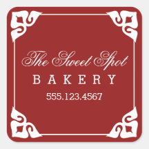 コーナーファンシーベーカリーシール/赤