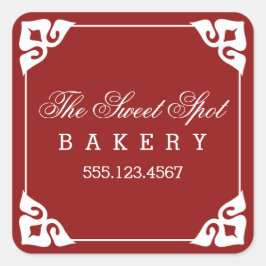 コーナーファンシーベーカリーシール/赤 スクエアシール