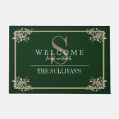 コーナーフローラフローリッシュフレームカスタムモノグラム ドアマット (正面)