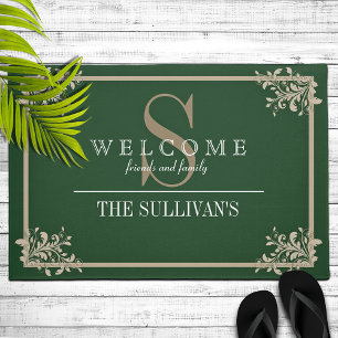 コーナーフローラフローリッシュフレームカスタムモノグラム ドアマット