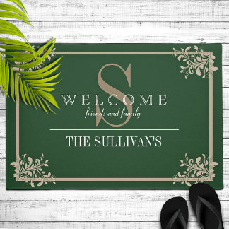 コーナーフローラフローリッシュフレームカスタムモノグラム ドアマット