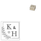 コーナーブランチモノグラム結婚イニシャルの1x1 ラバースタンプ (押印)