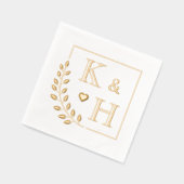 コーナーブランチモノグラム結婚イニシャル記念日 箔ナプキン (左)