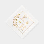 コーナーブランチモノグラム結婚イニシャル記念日 箔ナプキン (右)