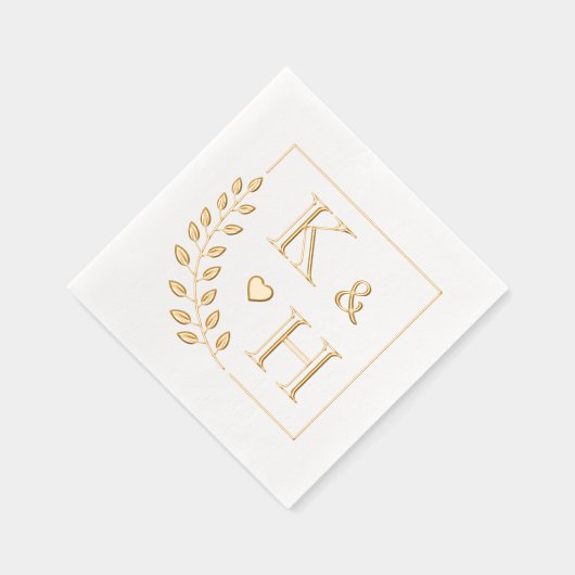 コーナーブランチモノグラム結婚イニシャル記念日 箔ナプキン (右)