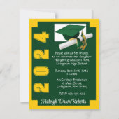 コーナーブロックグリーン&金ゴールド卒業 招待状 (正面)