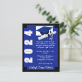 コーナーブロック王室のブルー&ブラック卒業 招待状 (スタンド正面)