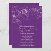 コーナーブロッサムパープルブライダルシャワー招待状 招待状 (正面/裏面)