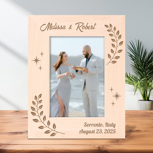 コーナーリースブランチ結婚カップルの5x7 レーザー彫刻フレーム