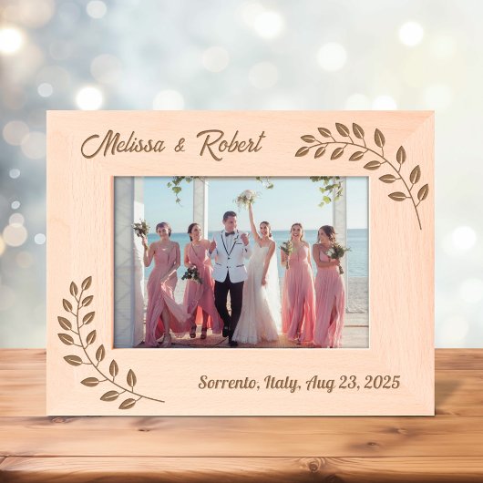 コーナーリースブランチ結婚カップルの7x5 レーザー彫刻フレーム