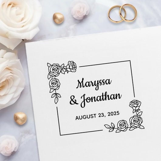 コーナーローズフラワーズブーケ ウェディングアニバーサリー セルフインキングスタンプ