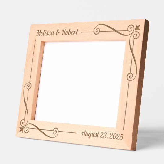 コーナー旋回フレーム結婚カップルの記念日10x8 レーザー彫刻フレーム (左)