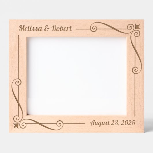 コーナー旋回フレーム結婚カップルの記念日10x8 レーザー彫刻フレーム (正面)