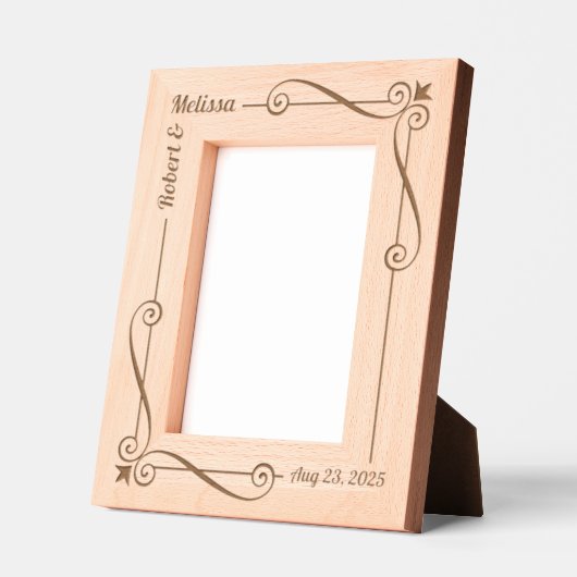 コーナー旋回フレーム結婚カップルの記念日5 x 7 レーザー彫刻フレーム (左)