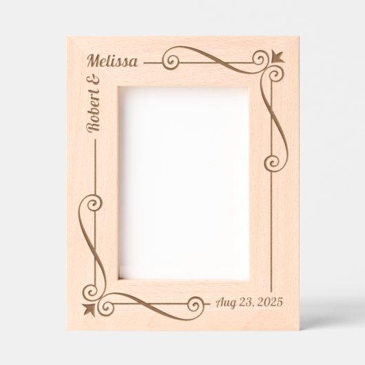 コーナー旋回フレーム結婚カップルの記念日5 x 7 レーザー彫刻フレーム (正面)