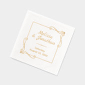 コーナー渦巻きスクエア結婚フレームの記念日 箔ナプキン (左)