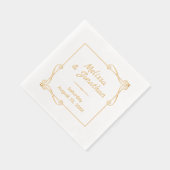 コーナー渦巻きスクエア結婚フレームの記念日 箔ナプキン (右)