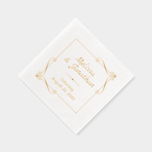 コーナー渦巻きスクエア結婚フレームの記念日 箔ナプキン (右)