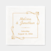 コーナー渦巻きスクエア結婚フレームの記念日 箔ナプキン (正面)