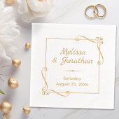 コーナー渦巻きスクエア結婚フレームの記念日 箔ナプキン