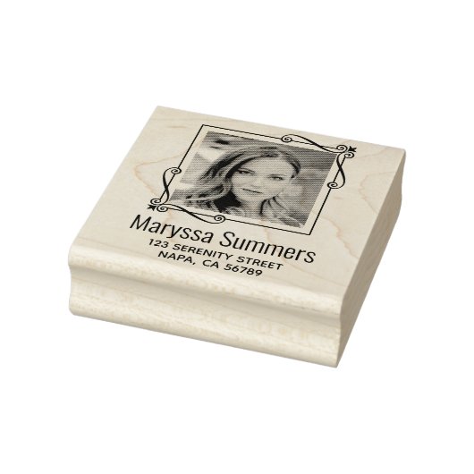 コーナー渦巻き四角フレームカスタムのフォトアドレス ラバースタンプ (スタンプ)