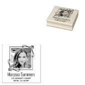 コーナー渦巻き四角フレームカスタムのフォトアドレス ラバースタンプ (押印)