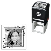 コーナー渦巻き四角フレームカスタム写真 セルフインキングスタンプ (インサイチュ)