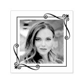 コーナー渦巻き四角フレームカスタム写真 セルフインキングスタンプ (デザイン)