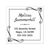 コーナー渦巻き型の正方形フレームアドレス セルフインキングスタンプ (デザイン)