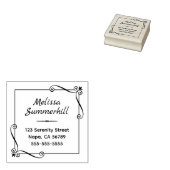 コーナー渦巻き型の正方形フレームアドレス ラバースタンプ (押印)