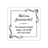 コーナー渦巻き型の正方形フレームアドレス ラバースタンプ (インプリント)