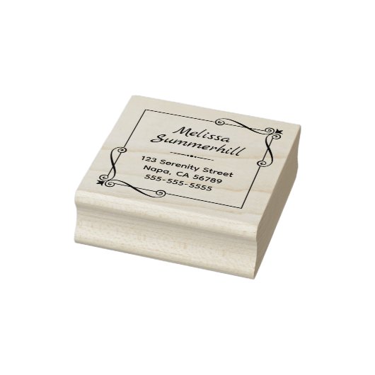 コーナー渦巻き型の正方形フレームアドレス ラバースタンプ (スタンプ)