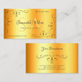 コーナー華美イニシャル発光オレンジ色の輝き 名刺