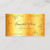 コーナー華美イニシャル発光オレンジ色の輝き 名刺 (正面)