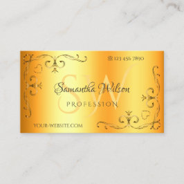 コーナー華美イニシャル発光オレンジ色の輝き 名刺