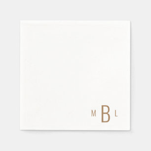 コーナー金ゴールドモノグラムシンプルフォントモダンカクテル スタンダードカクテルナプキン