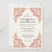 コーナー フロリッシュ ウェディング インビテーション（深紅） 招待状 (裏面)