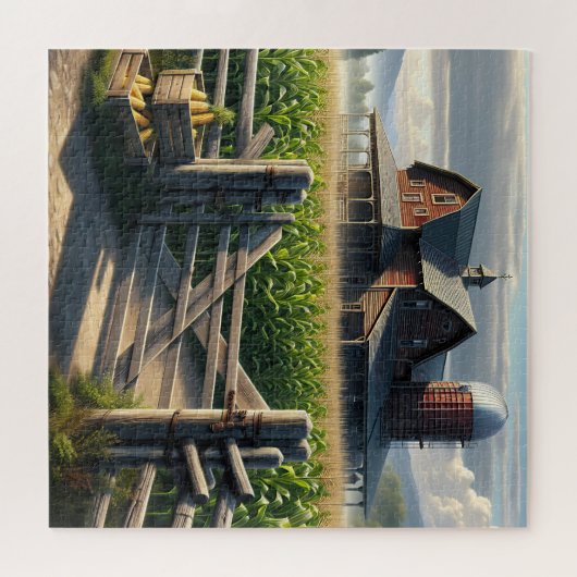 コーナ素朴ンフィールドアイアートのあるファームハウス ジグソーパズル (横)