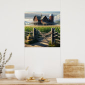 コーナ素朴ンフィールドアイアートのあるファームハウス ポスター (キッチン)