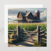 コーナ素朴ンフィールドアイアートのあるファームハウス 招待状 (正面/裏面)