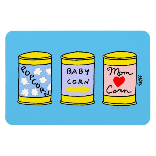 コーニおもしろいー漫画ファミリーポートレートママパパベビーM マグネット (横)