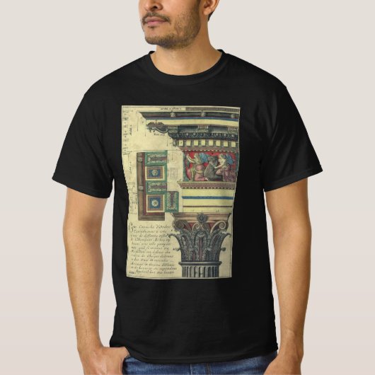 コーニスモールディングのある柱のビンテージ建築 Tシャツ (正面)