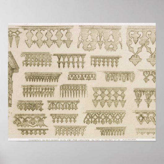 コーニス、バルコニー、マスラビーのためのイスラムデザイン ポスター (正面)