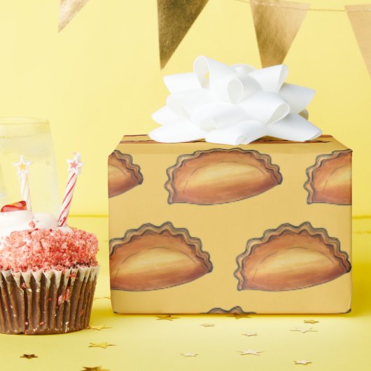 コーニッシュパスティUKブリティッシュ肉パイ風味のペストリー ラッピングペーパー (誕生日パーティー)