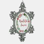 コーニッシュメリークリスマスリースナデリックローエン スノーフレークピューターオーナメント (左)