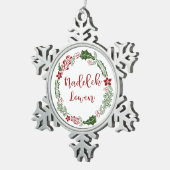 コーニッシュメリークリスマスリースナデリックローエン スノーフレークピューターオーナメント (右)