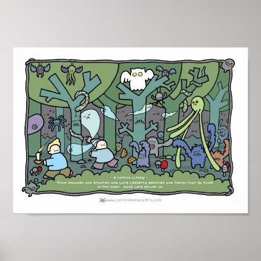 コーニッシュリータニーA4プリント – ウッズ幽霊のよく出るズ ポスター (正面)