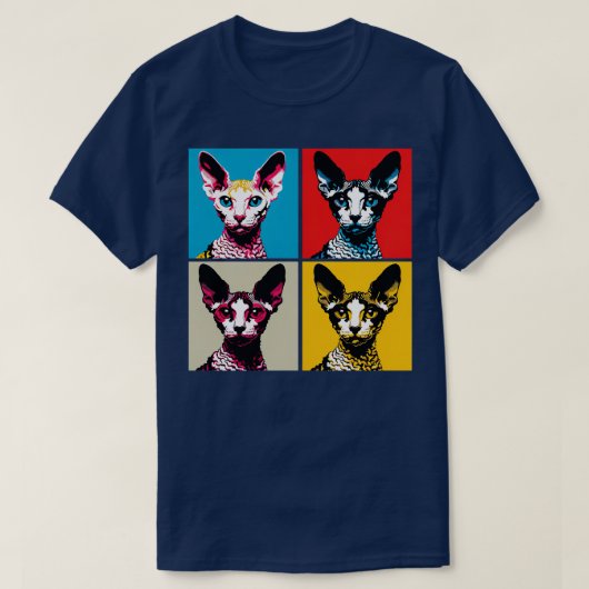 コーニッシュレックスアート猫好き Tシャツ (デザイン正面)