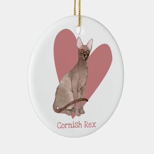 コーニッシュレックスキャットウォーター色子猫ピンクハート セラミックオーナメント (右)
