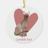 コーニッシュレックスキャットウォーター色子猫ピンクハート セラミックオーナメント (正面)